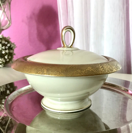 Antik Art Déco Porzellan Dose Deckeldose Schatulle Bonboniere Heinrich&Co 1930