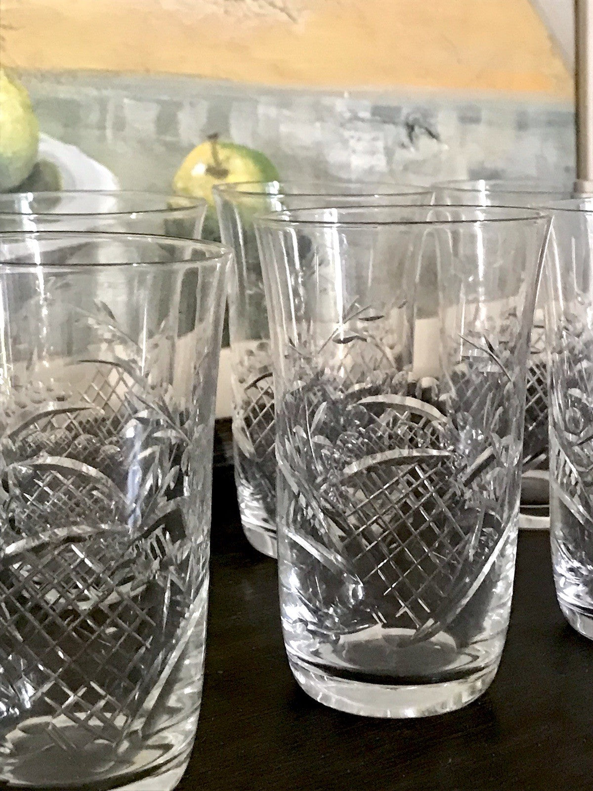 Antik Art Déco EDEL 10 Wassergläser Gläser  Becher Glas Kristallglas geschliffen