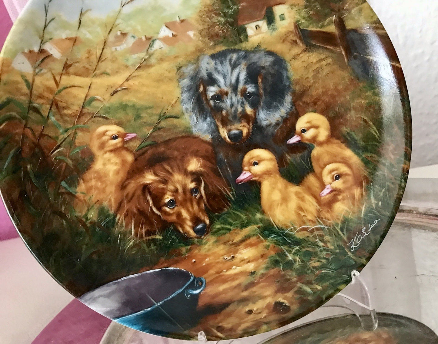 Porzellan Wandteller Zierschale Teller Seltmann Heitere Tiergeschichten 1991