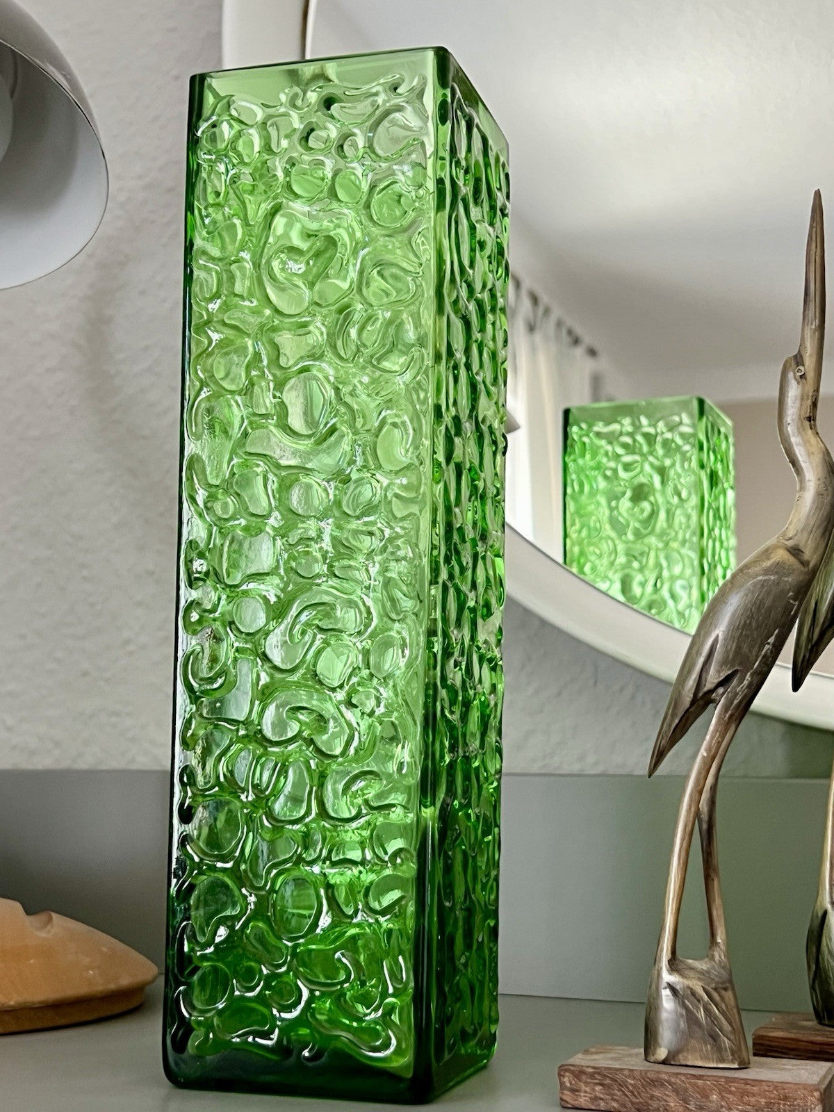 Vintage 60er 70er Design Glasvase Glas GRÜN Vase Bubble Pop Bengt Orup