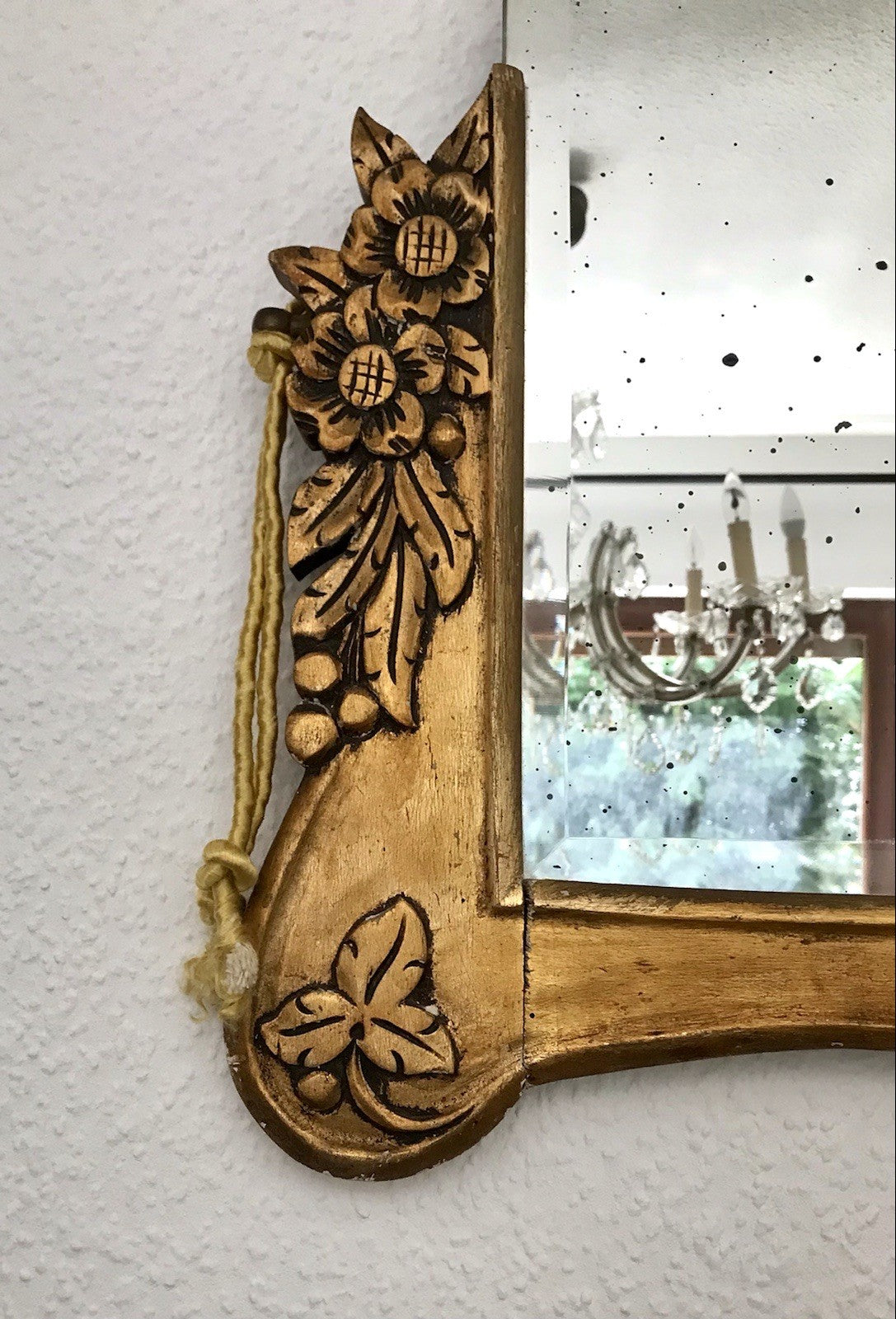 Antik französisch Spiegel facettiert ~1900 Art Noveau Holz Wandspiegel gold