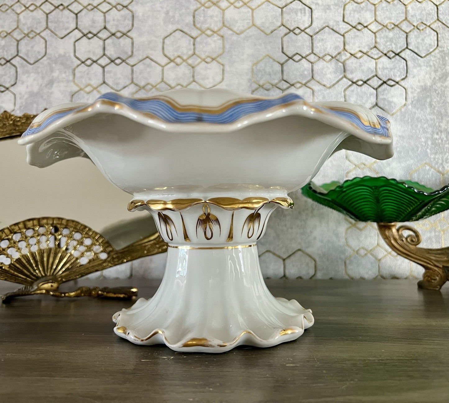 Antik Biedermeier Porzellan Fußschale Schale  ca. 1830 Pressmarke N So SCHÖN!!