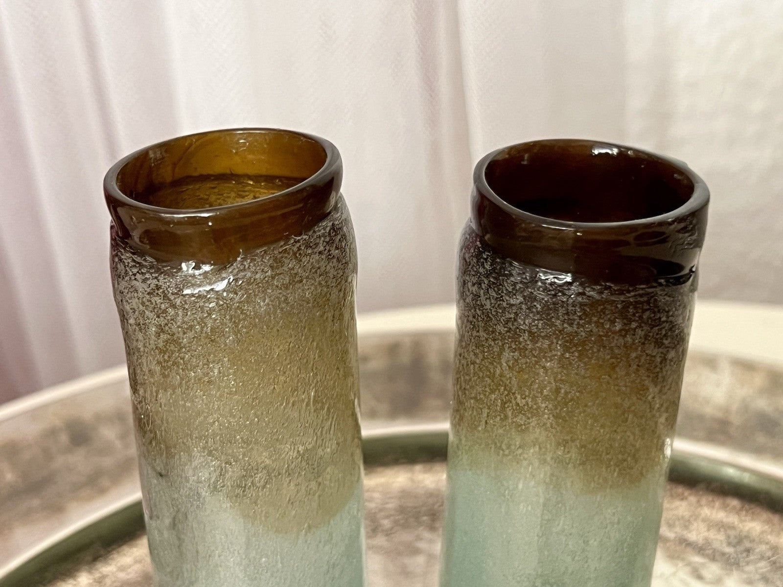 Antik 2 Schnaps Becher Glasvasen Glas Murano Pulegoso Napoleone Martinuzzi