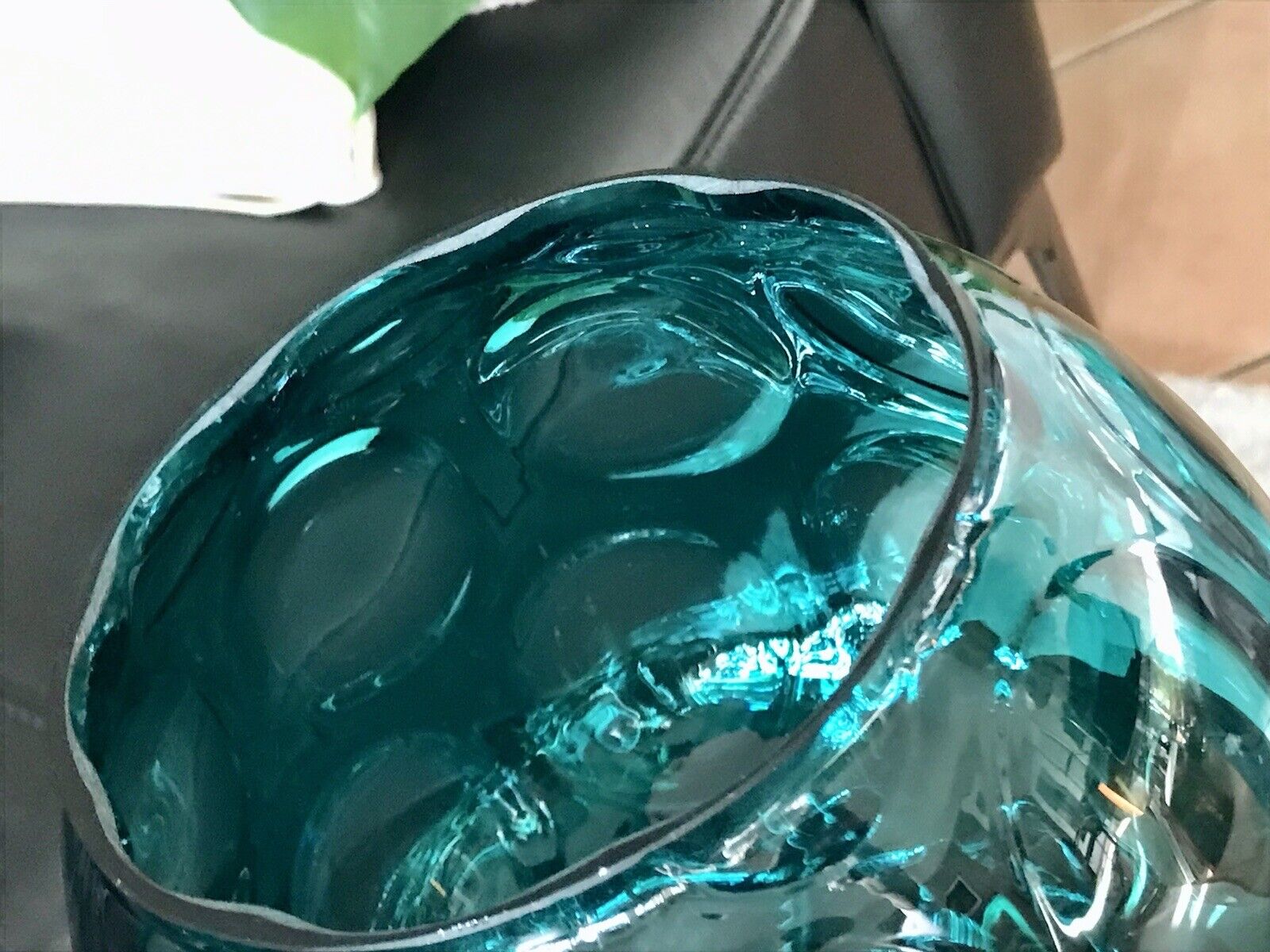Vintage 60er Design Glasvase Glas Petrol  Grün Vase Bubble Sputnik Ära Bowle
