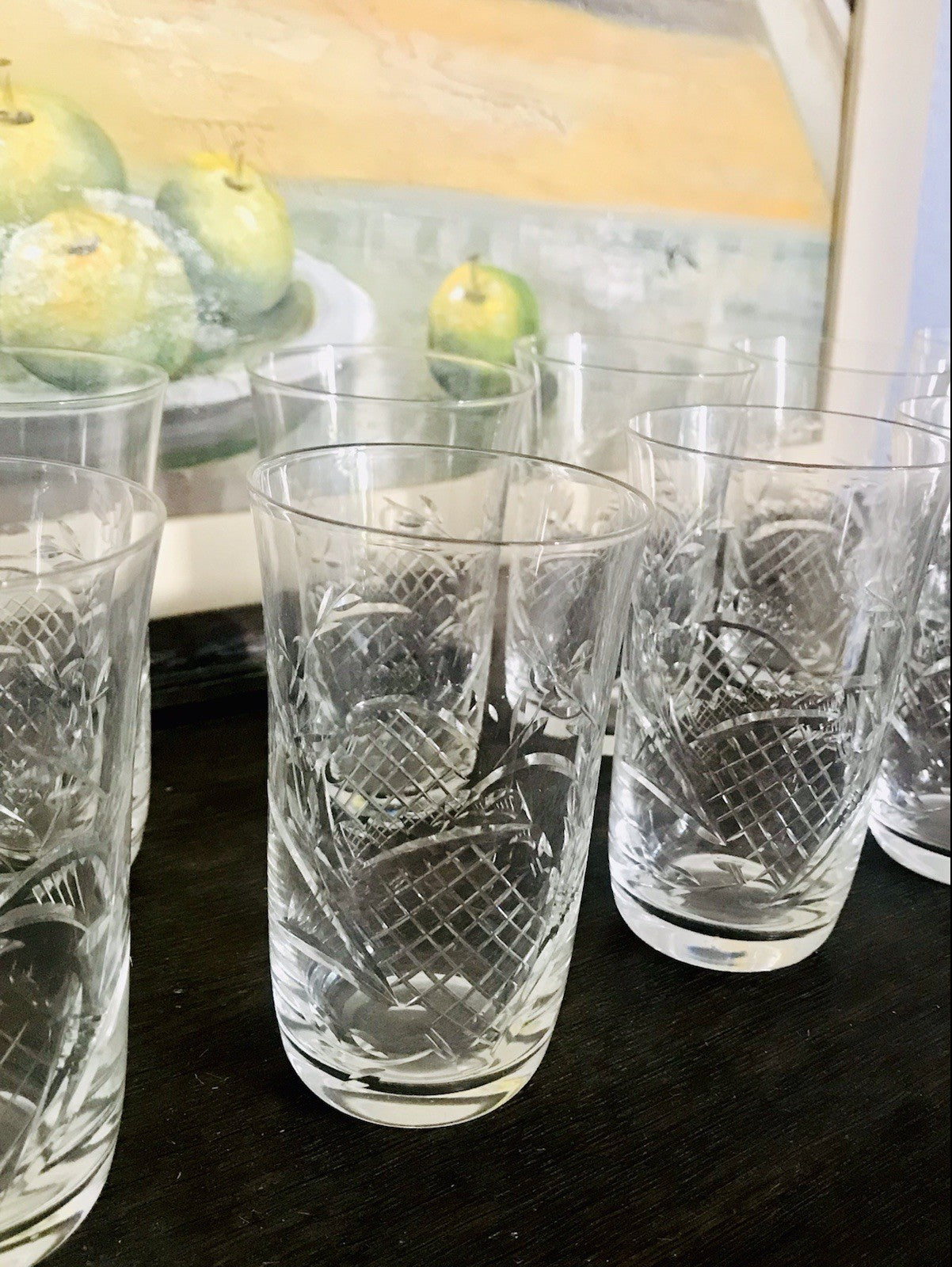 Antik Art Déco EDEL 10 Wassergläser Gläser  Becher Glas Kristallglas geschliffen