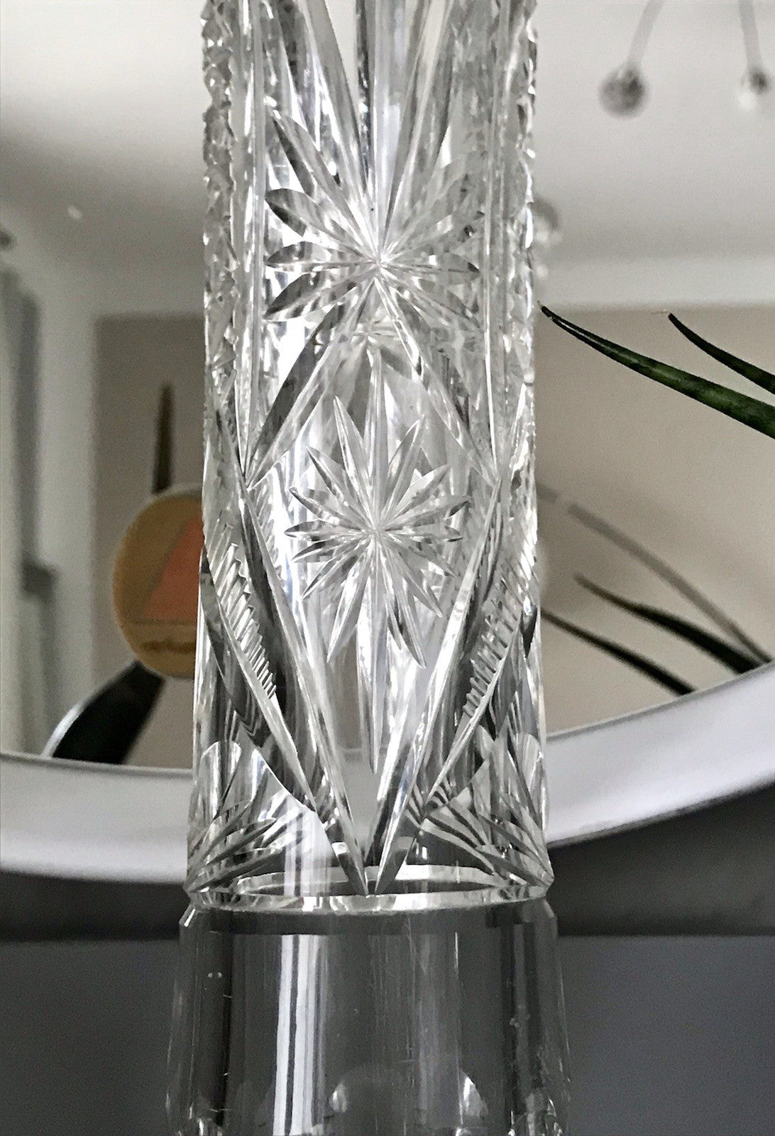 Antik Vase Glasvase Kristallglas geschliffen Jugendstil Art Déco