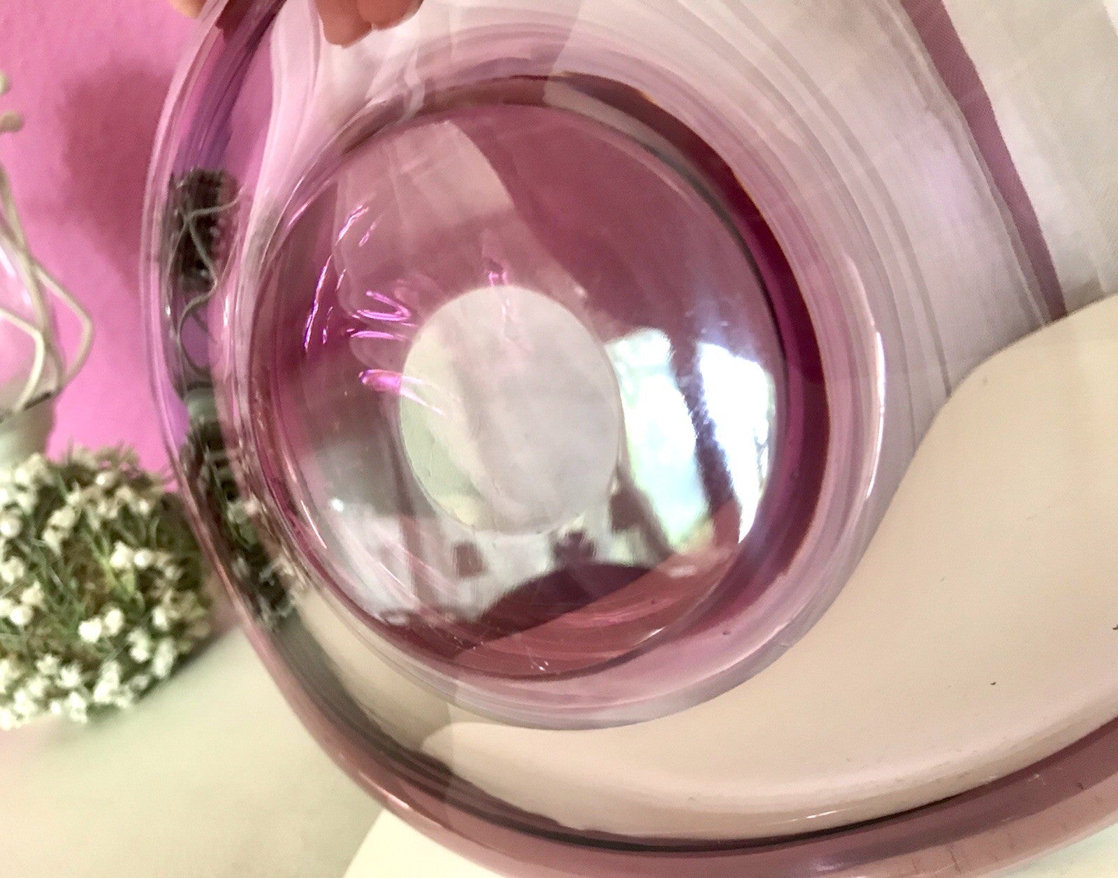 Murano Vintage Design Schale Glas beere aubergine Überfangglas