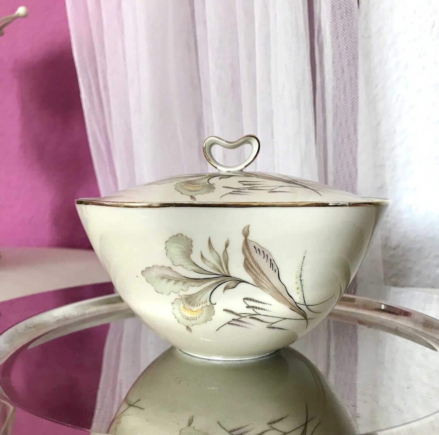 MCM Vintage 50er 60er Porzellan Dose Deckeldose Bonboniere Elfenbein Seltmann