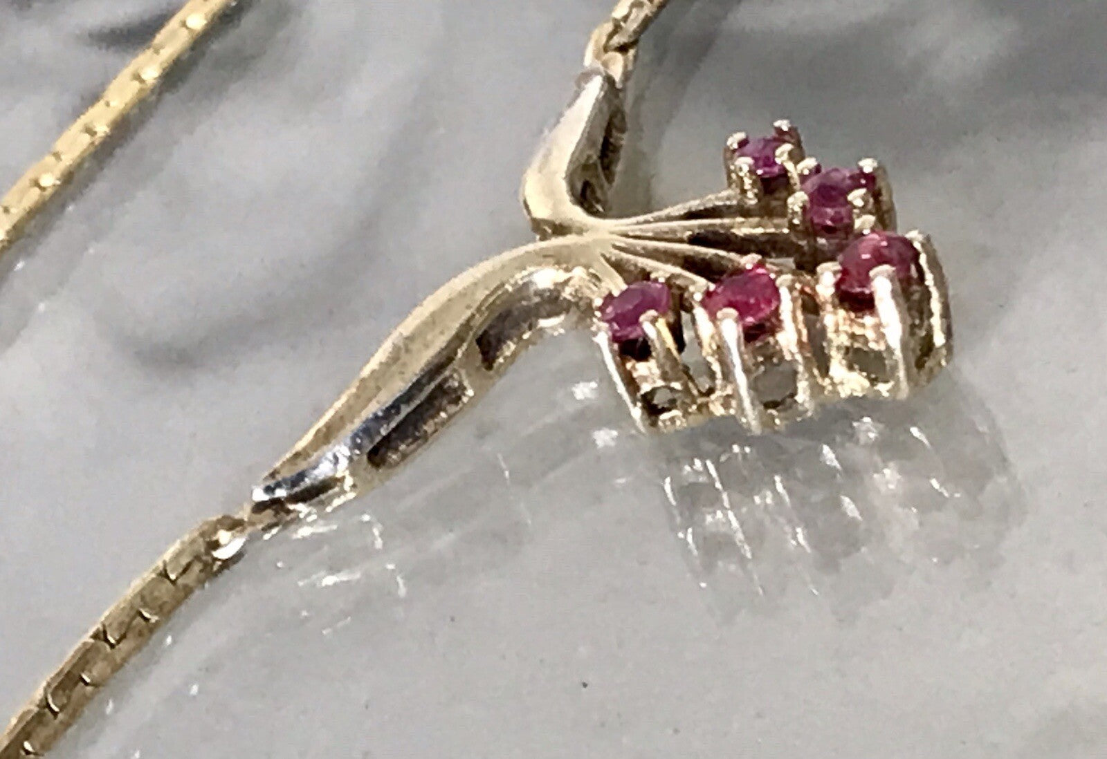 Antik Edel Jugendstil 925 Silber vergoldet Collier Halskette Rubine SCHÖN