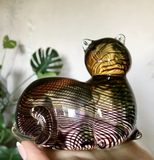 Vintage Murano? 60er Katze Figur Skulptur Briefbeschwerer Glas mundgeblasen