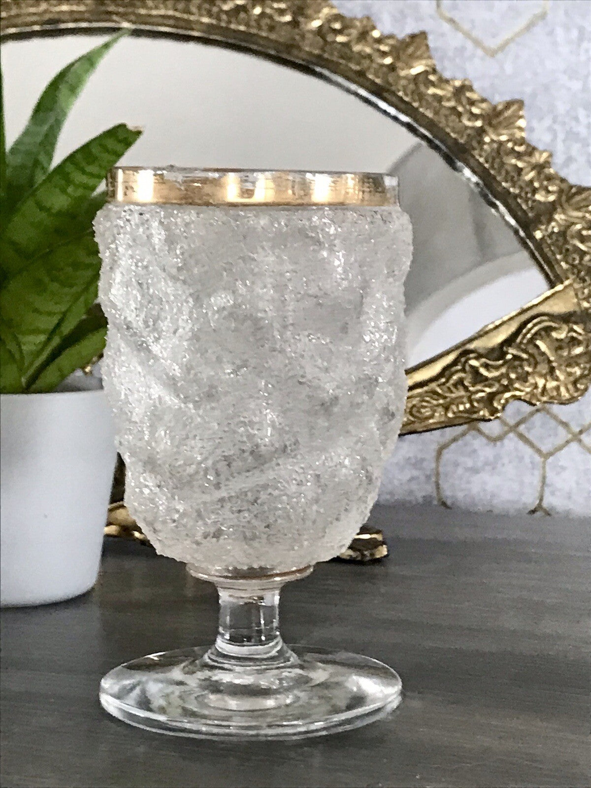 Antik 1 (von 10) Fußbecher Kelch Becher Weinglas Pokalglas Kristallglas? ~1870