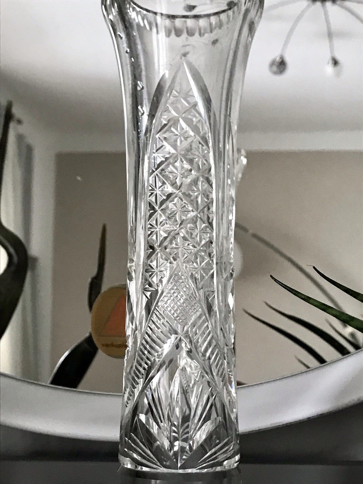 Antik Vase Glasvase Kristallglas geschliffen Jugendstil Art Déco