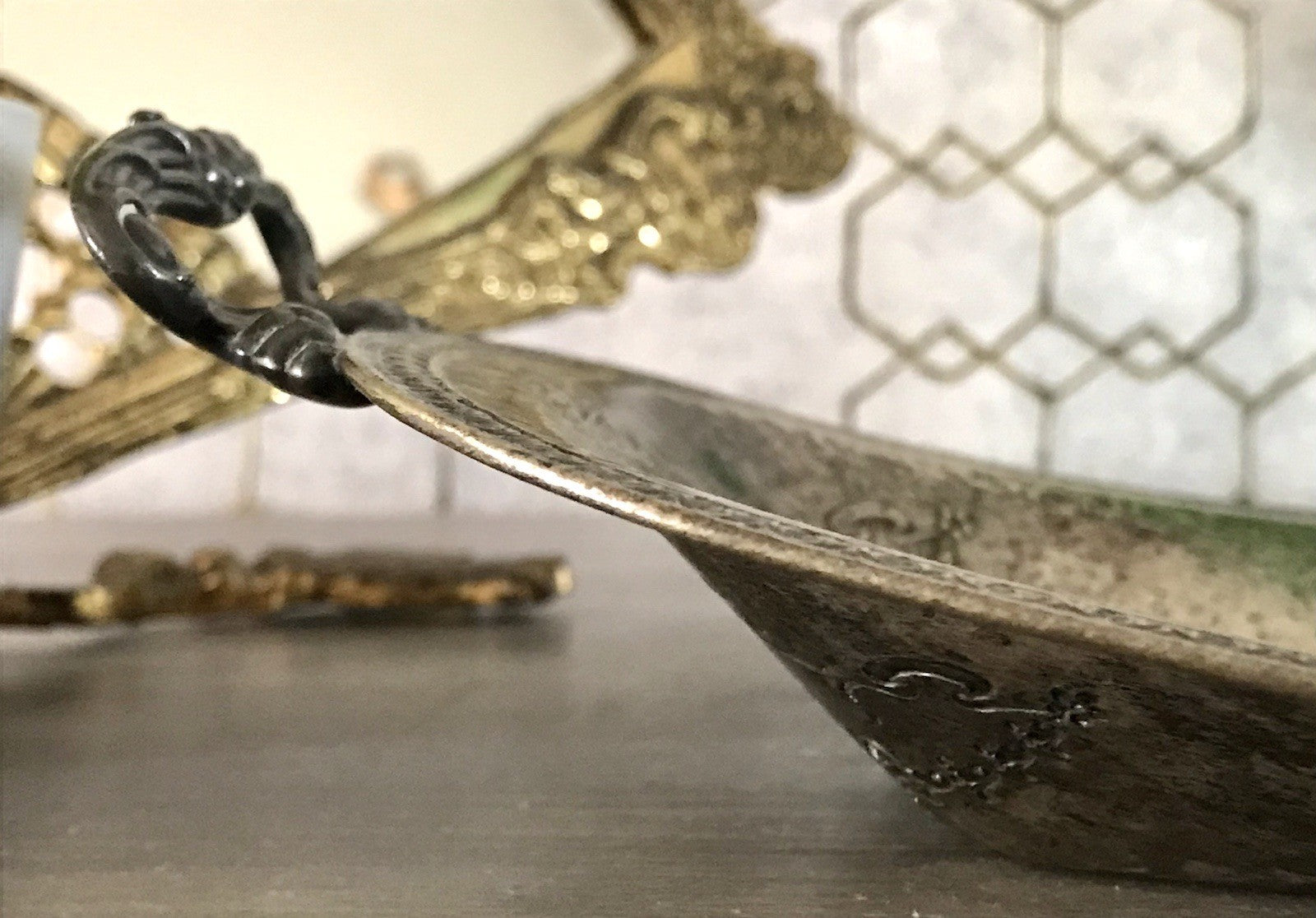 Antik Schale versilbert Art Nouveau Jugendstil  um 1900 oval Handhaben Relief