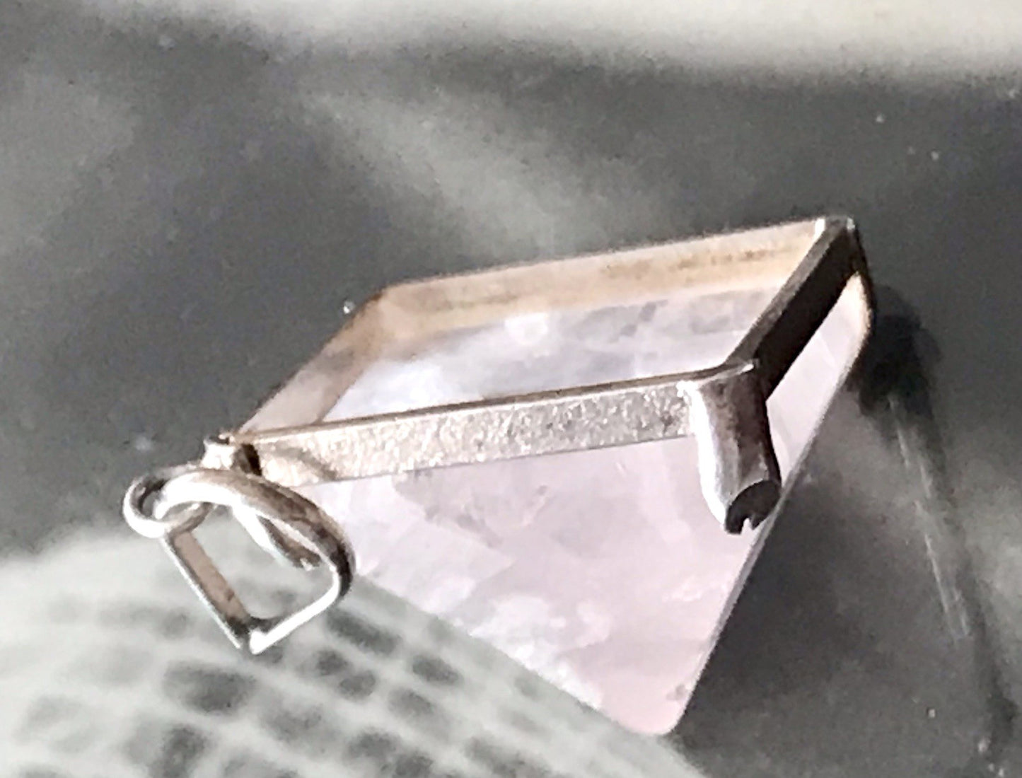 Anhänger Silber Halskette Anhänger Rosenquarz Pyramide Herzaktivierer