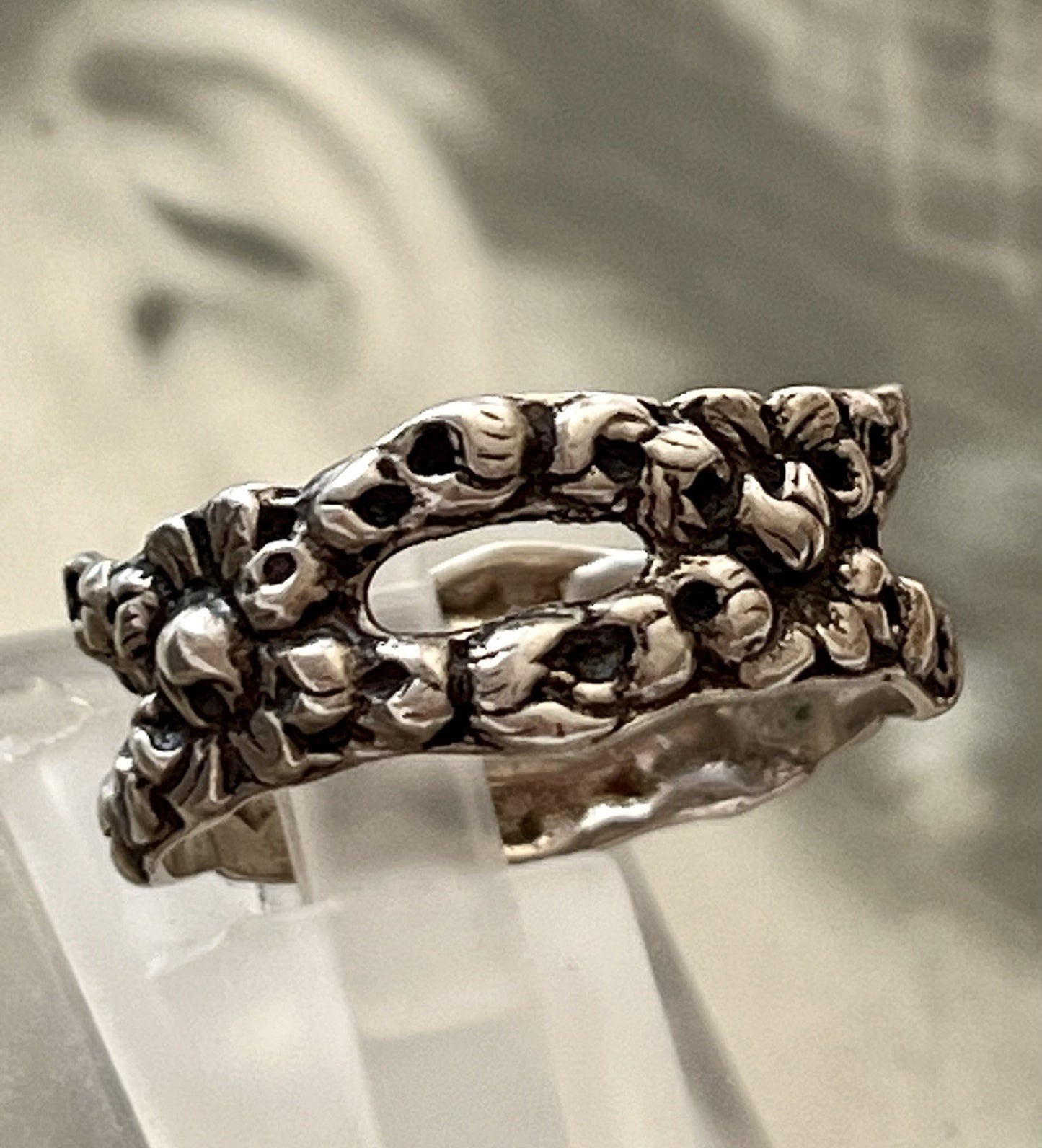 Antik Jugendstil Art Déco Bandring RING 800 Silber Gr.66 67 Durchbruchmuster
