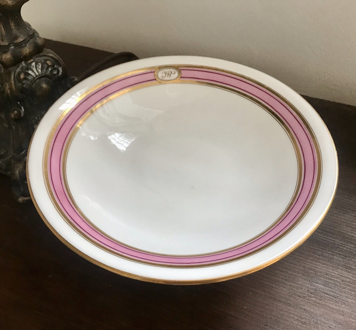 Antik Biedermeier Porzellan Fußschale Schale auf Fuß  ~1845 Ligatur Monogramm JR