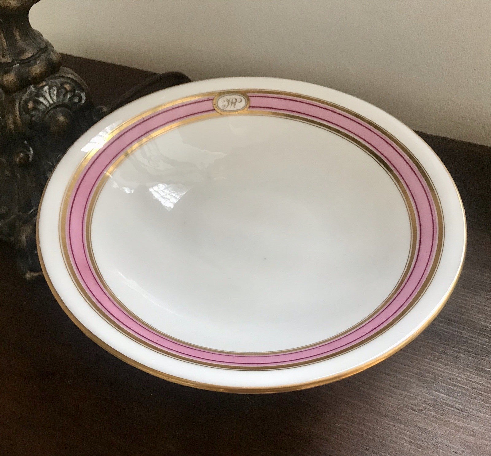 Antik Biedermeier Porzellan Fußschale Schale auf Fuß  ~1845 Ligatur Monogramm JR