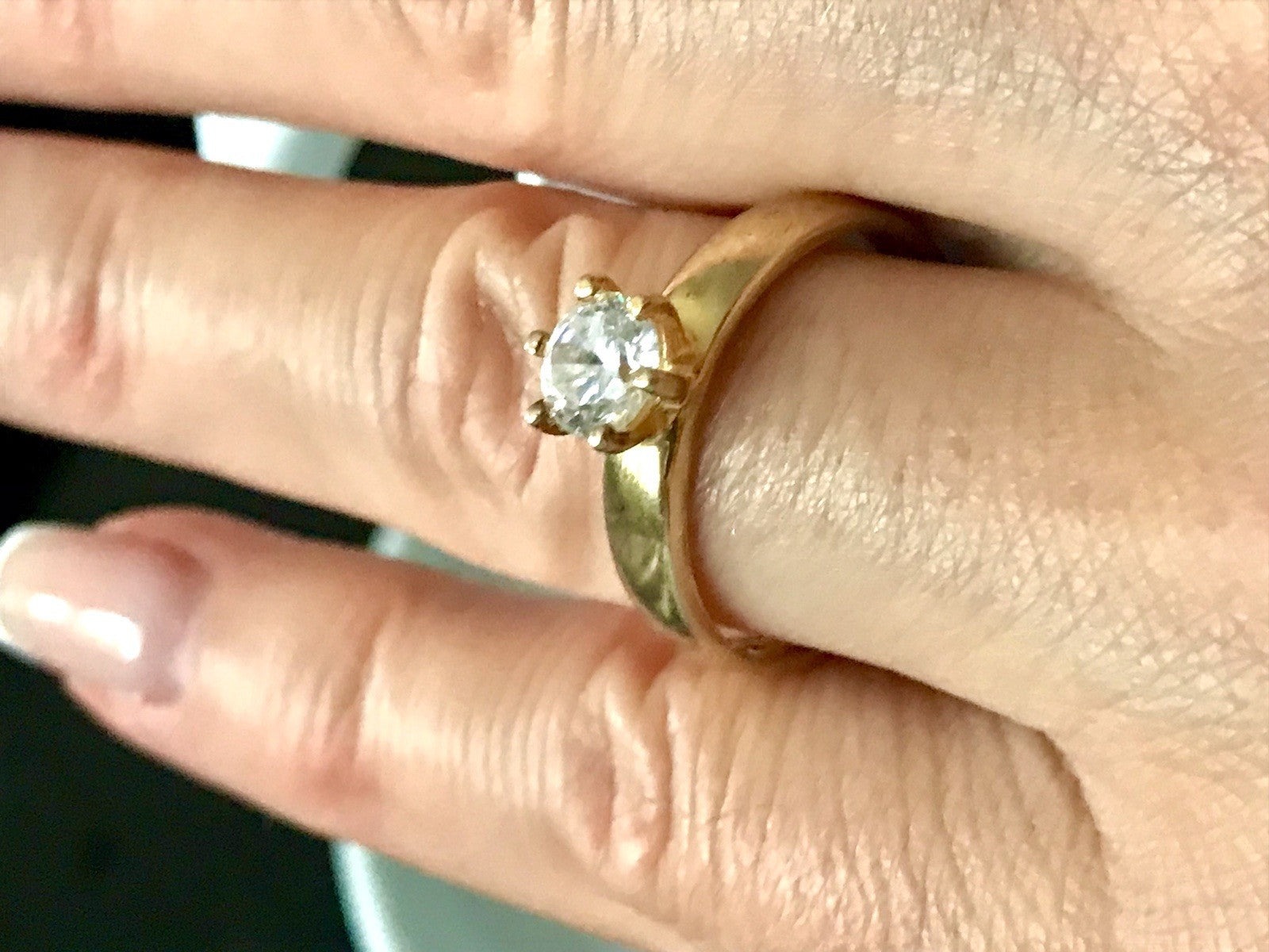 Vintage alt Damen Ring Silber 925 Gr.60 farbloser Stein Solitär 19,1 vergoldet