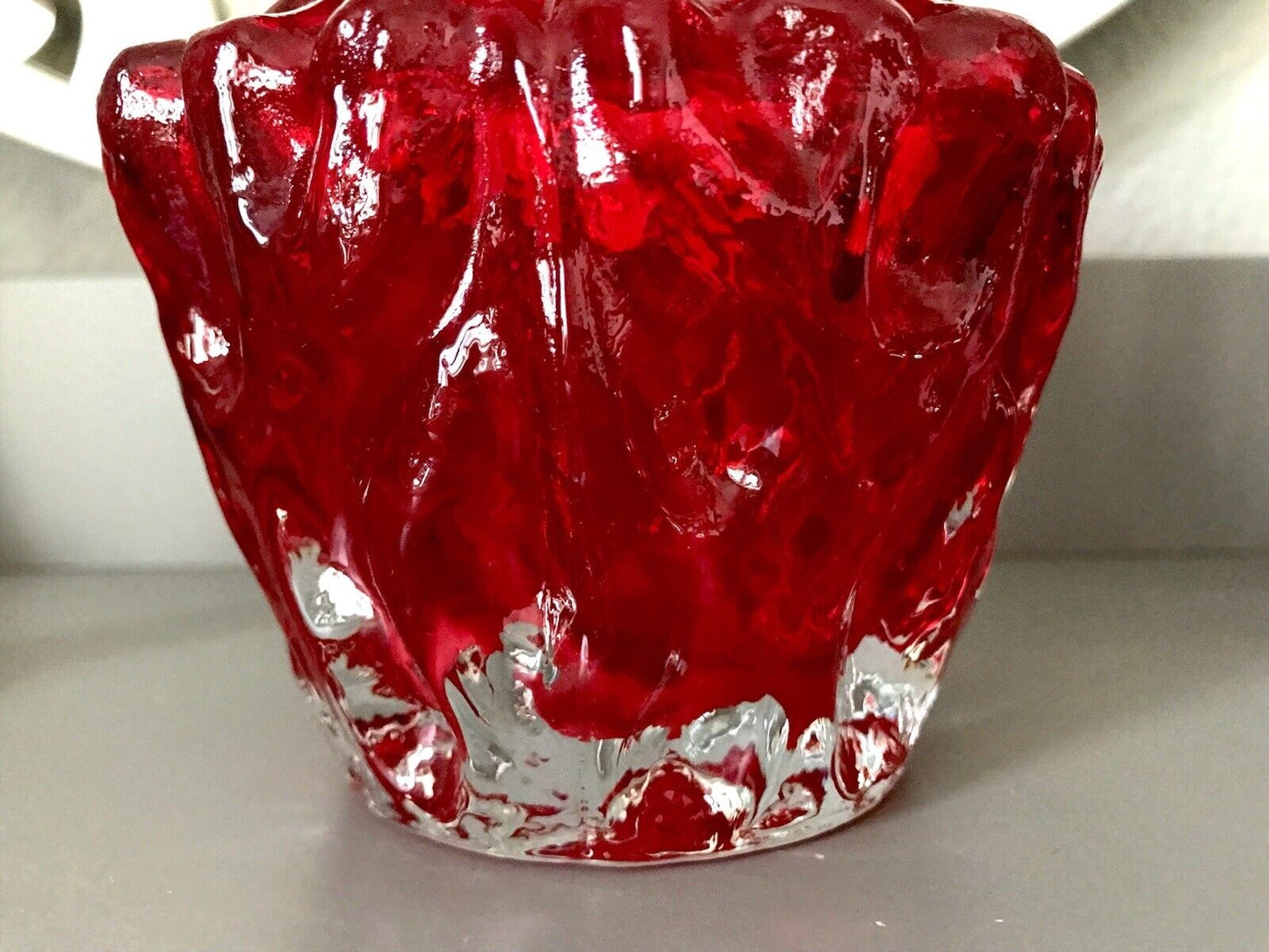 70er Jahre rot Glas Vase Blumenvase Glasvase Glas By Kurt Wokan Ingrid Hütte