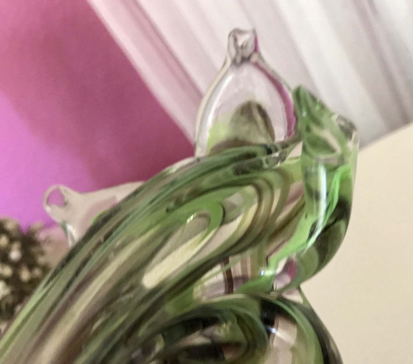Vintage Murano ? 60er Jahre liegende Glasvase Vase Tischvase grün