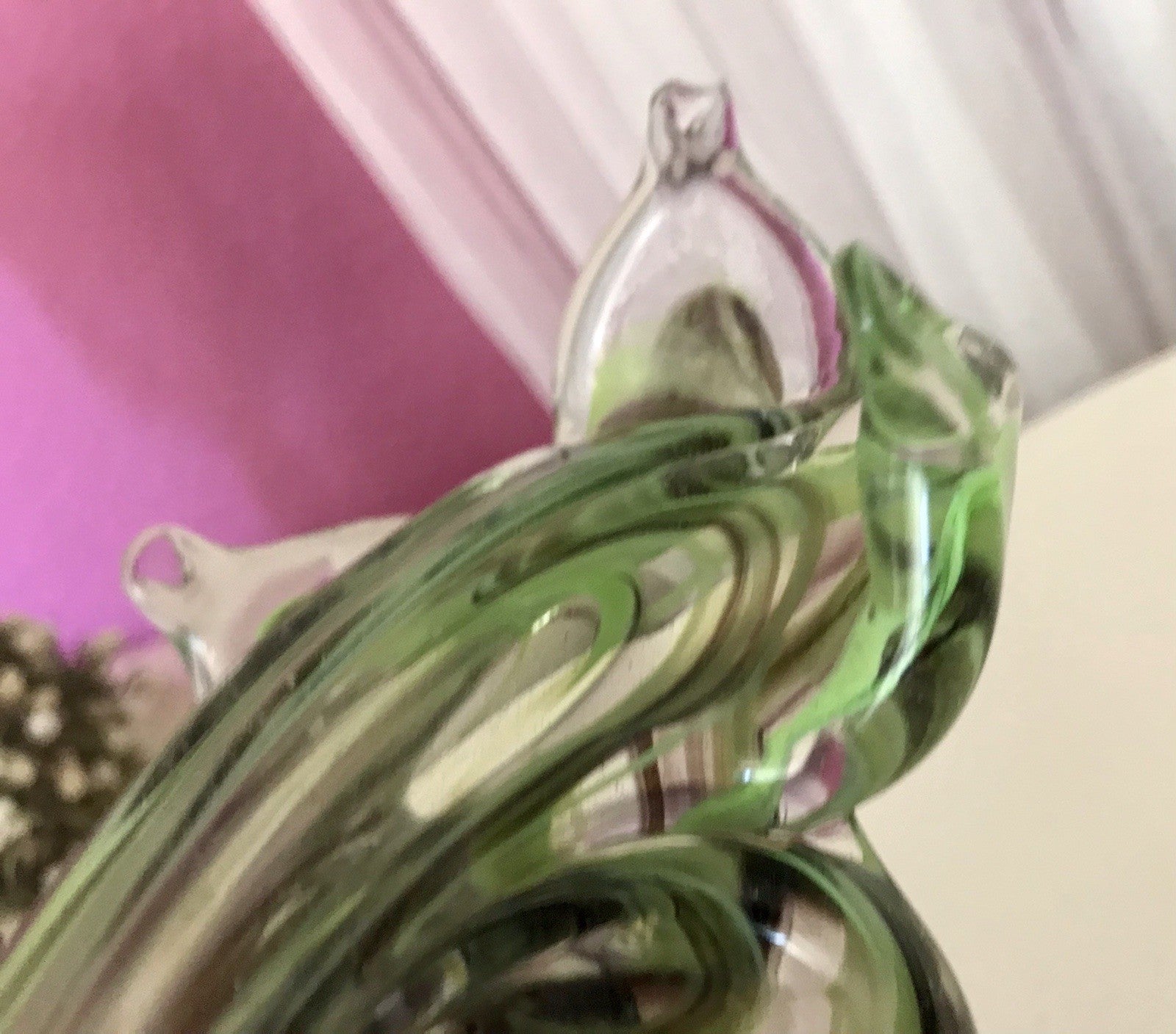 Vintage Murano ? 60er Jahre liegende Glasvase Vase Tischvase grün