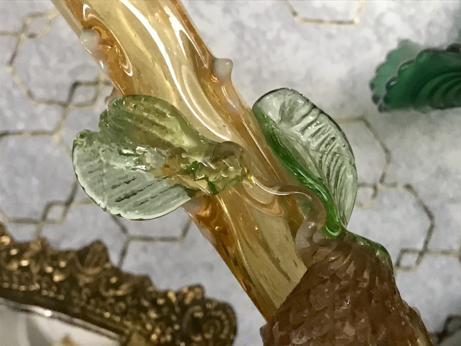Antik Vase Glasvase Jugendstil Aufschmelzungen Krallik? Lötz? teils Uranglas