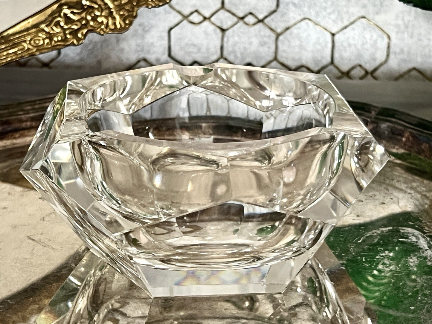 Art Déco Aschenbecher Designer  Ascher farblos Kristallglas EDEL Franz Burkert?
