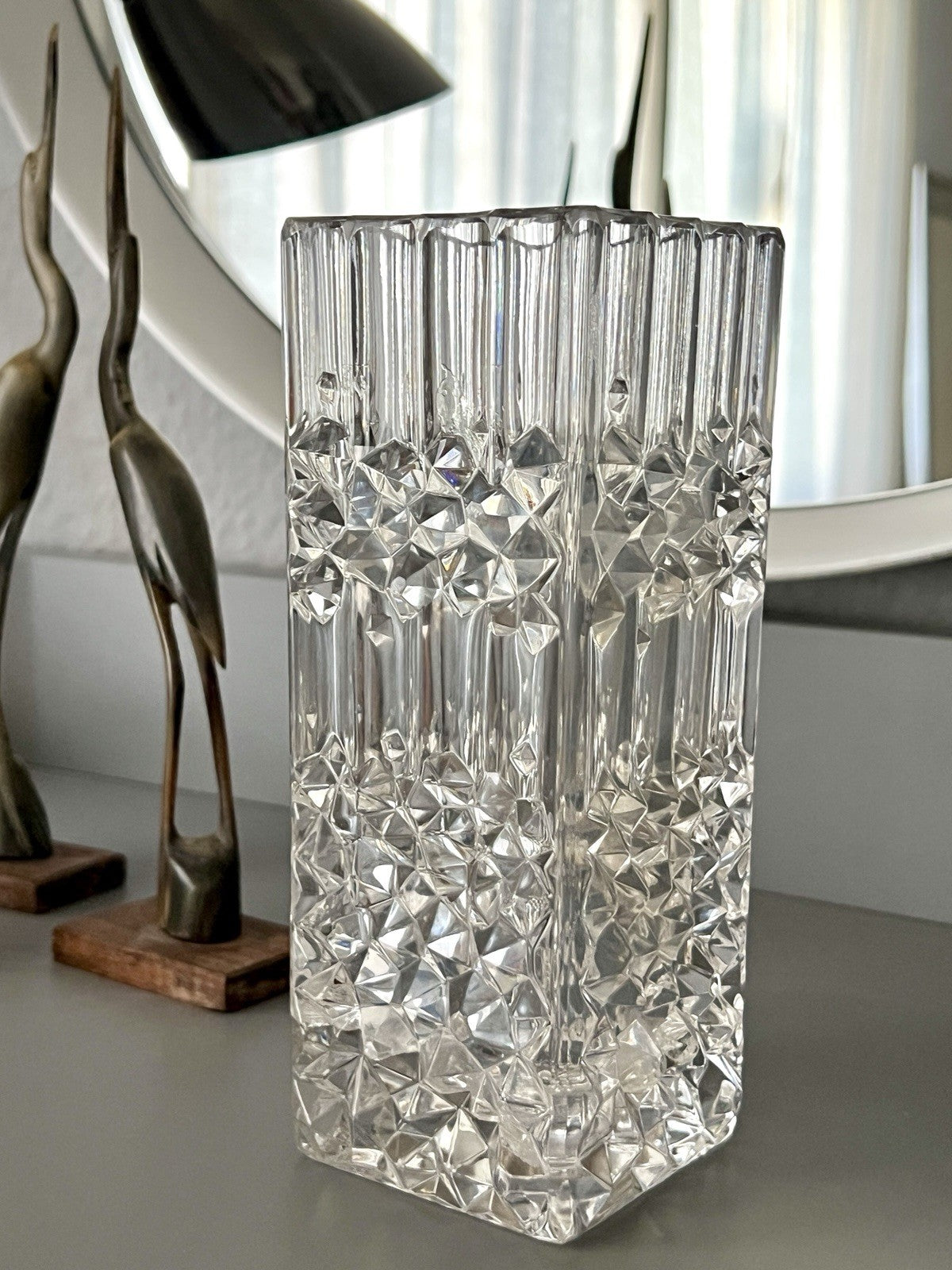 Vintage MCM Vase Blockvase Glasvase Glas Bleikristall Kristallglas Nachtmann?