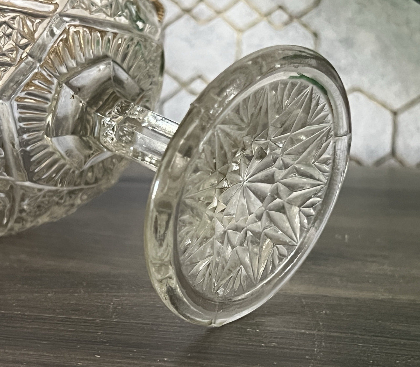 Antik Jugendstil Pressglas Glas Fußschale Schale Zuckerschale