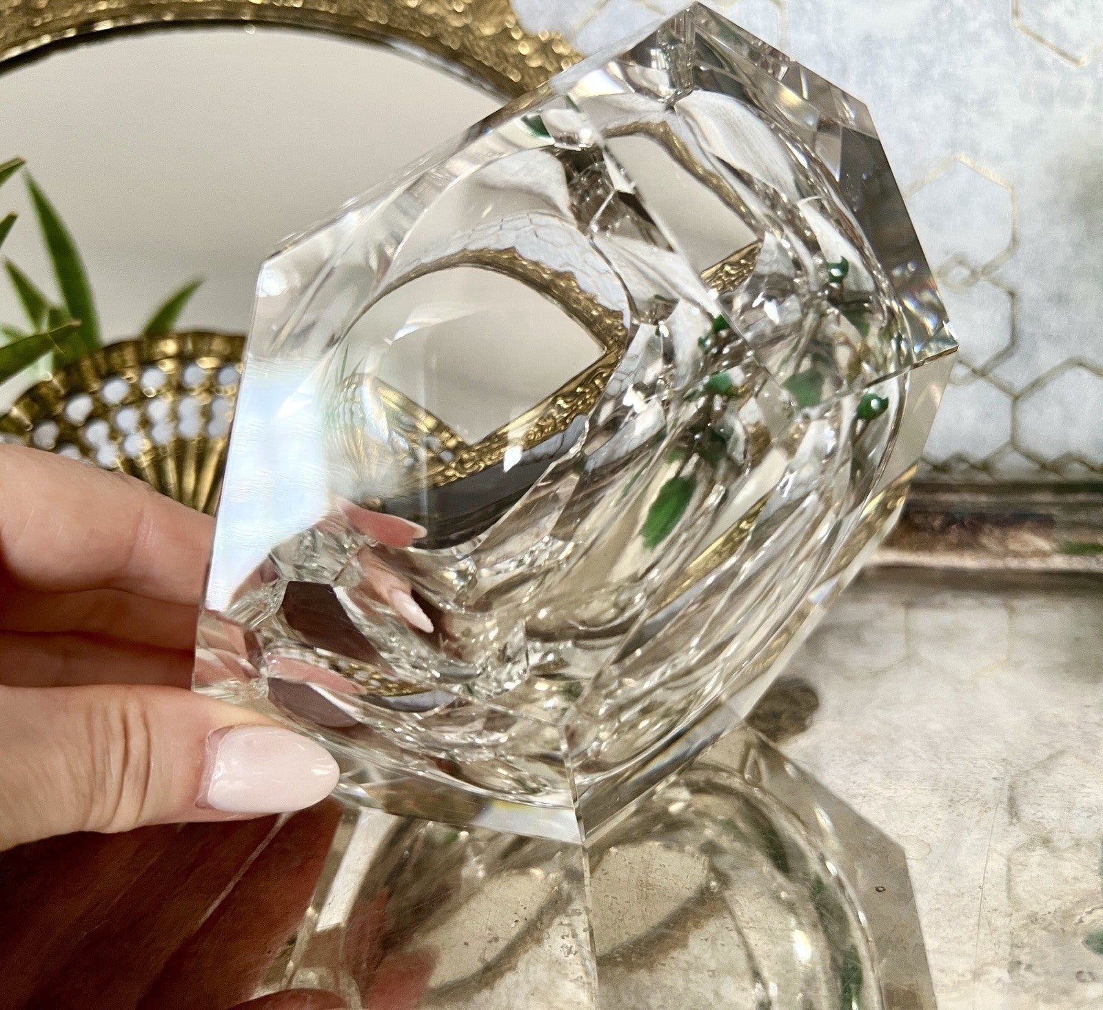 Art Déco Aschenbecher Designer  Ascher farblos Kristallglas EDEL Franz Burkert?