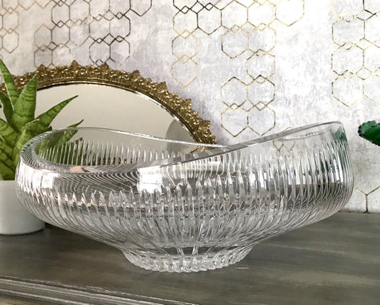 Vintage EDEL Bleikristall Schale Glasschale Kristallglas Glas Groß Schliff
