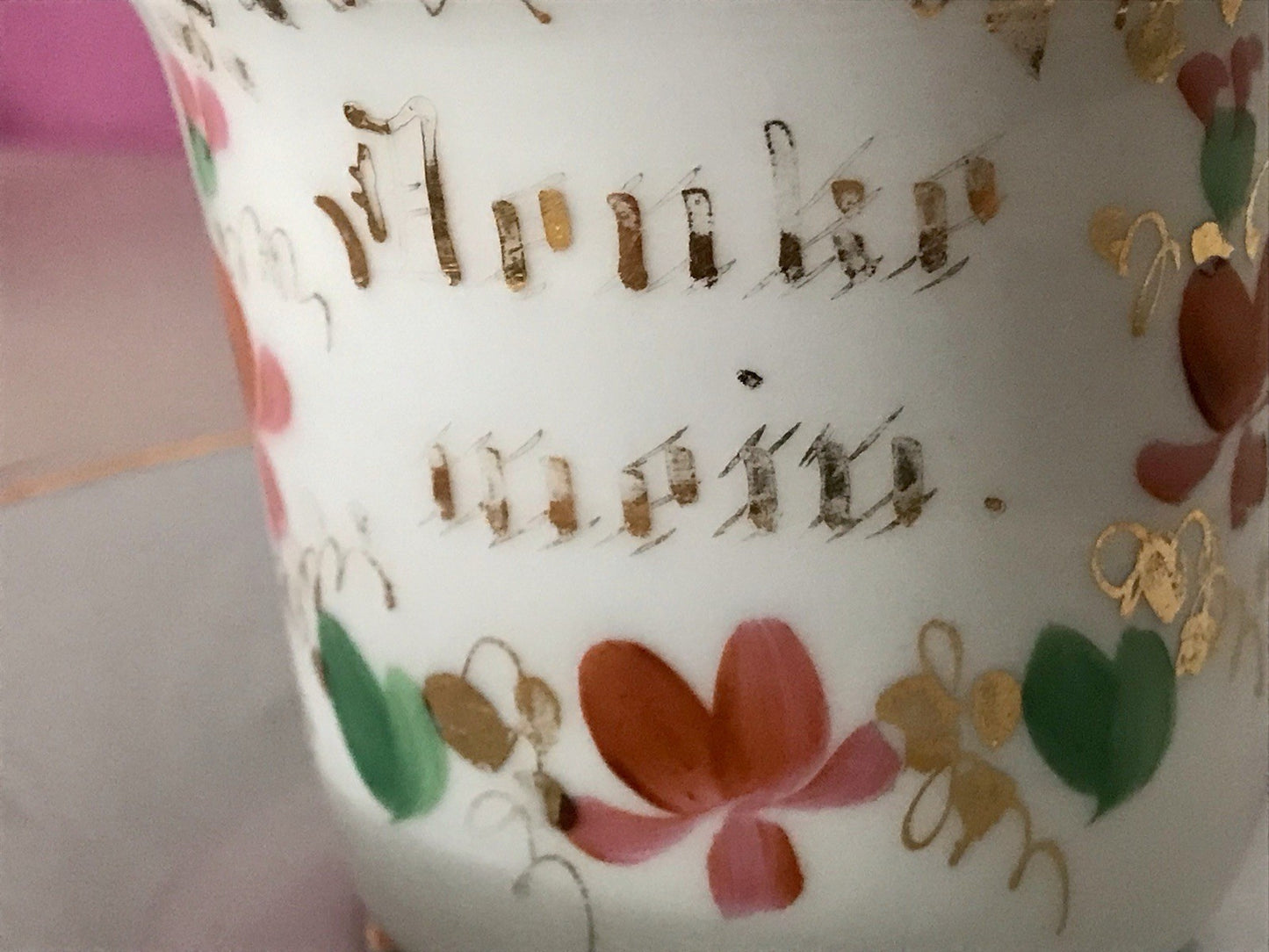 Antik Porzellan Andenken Becher Gedeck Sammeltasse Tasse Schriftzug KPM