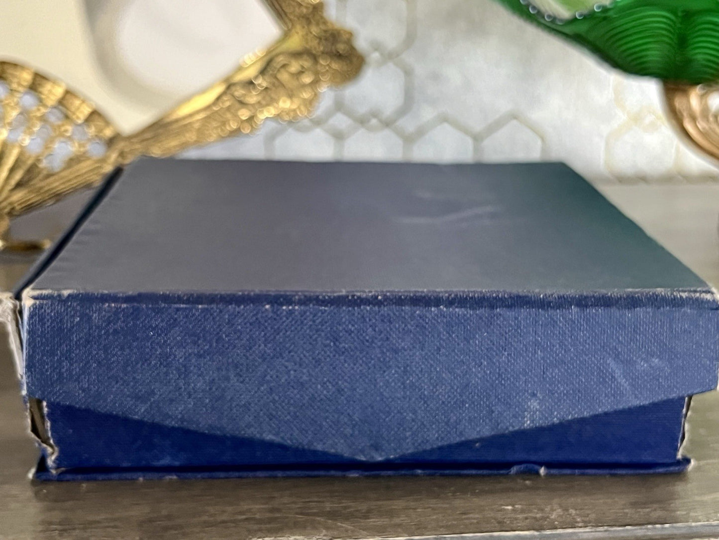 Vintage Schwer 80er Jahre Aschenbecher Ascher farblos blau Kristallglas in Box