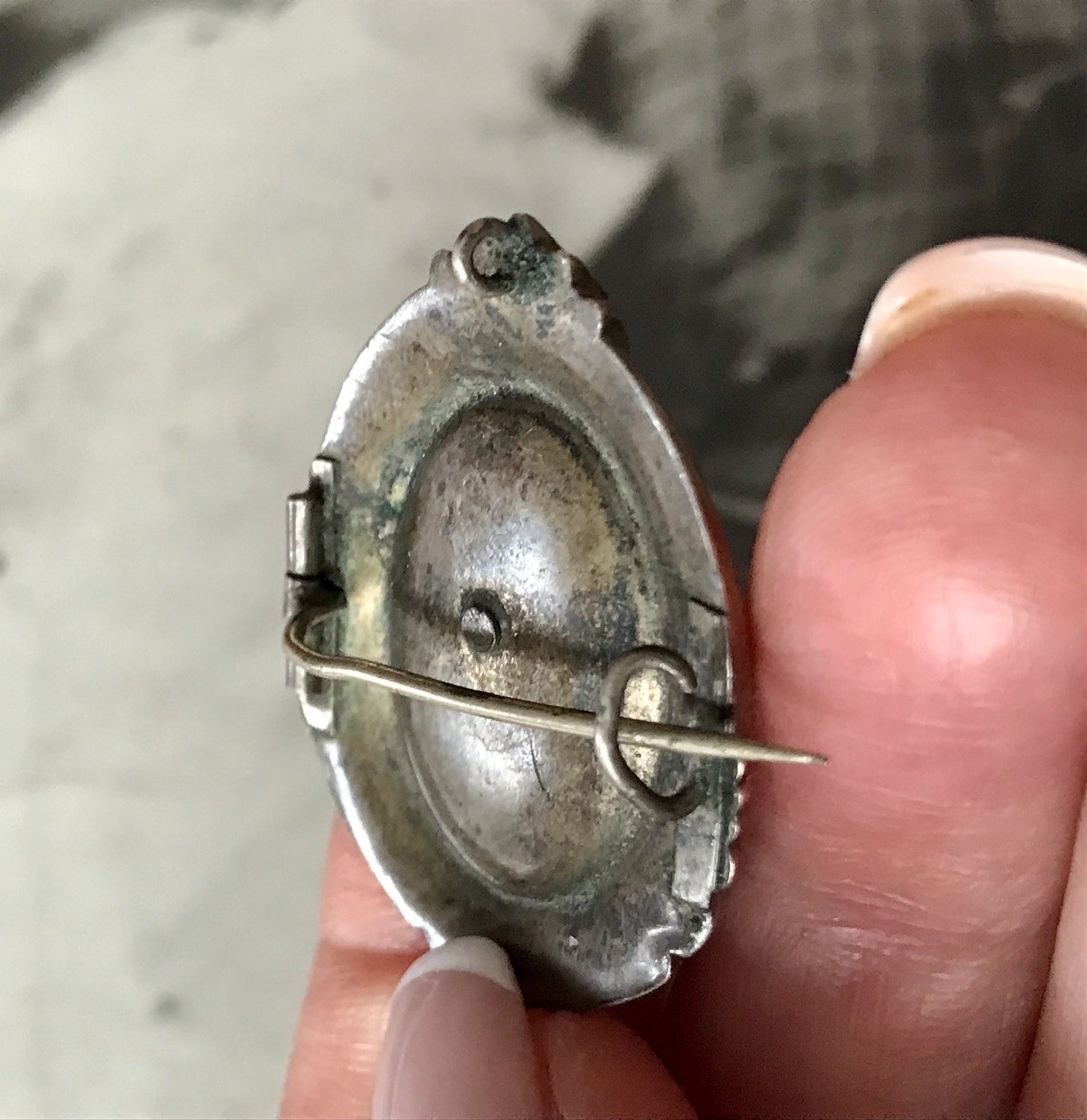 Antik Brosche Walzgold auf Silber gold Anhänger? Schaumgold Doublè Onyx