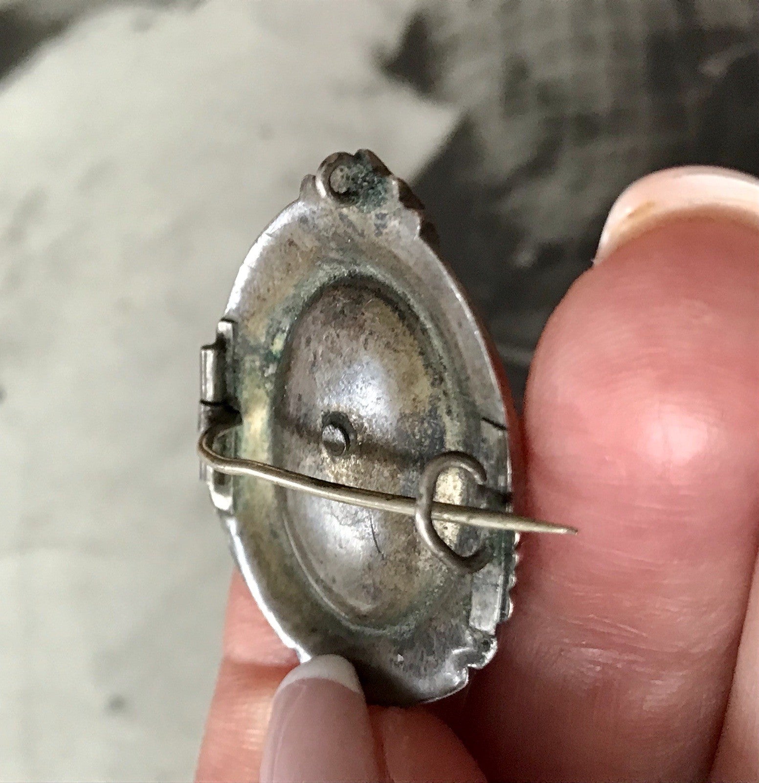 Antik Brosche Walzgold auf Silber gold Anhänger? Schaumgold Doublè Onyx