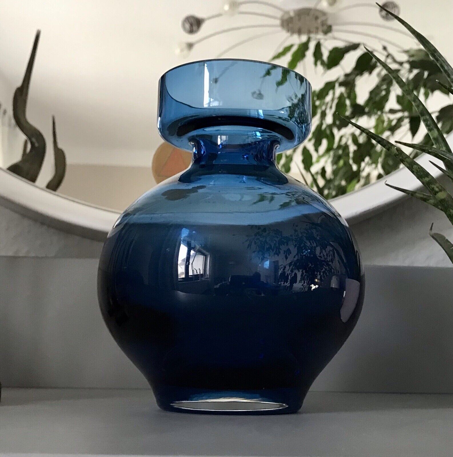 Vintage 60er Design Glasvase Glas  Blau Vase  Mid Century Schön als Zwiebelglas