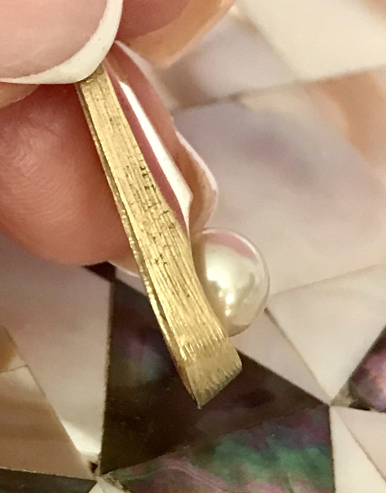 Vintage Designer Anhänger Perle Amerik. Doublè vergoldet