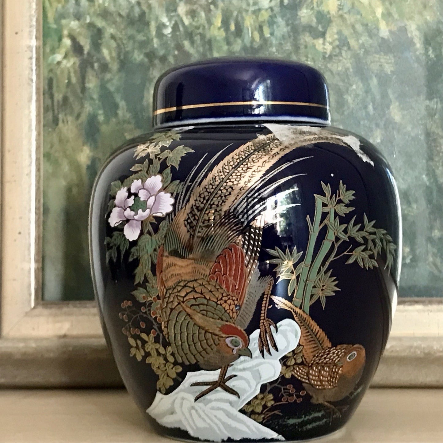 Vintage 1 Porzellan Teedose Vase? Dose Urne MCModernistisch kobalt blau