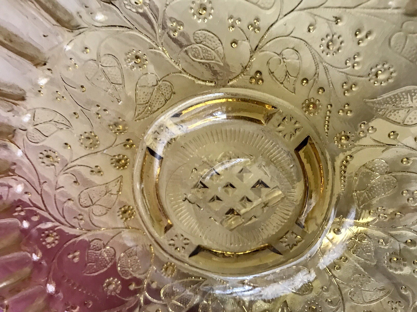 Antik Jugendstil Serviettenrand Pressglas Schale Glas Fenne Ewald Gelb Selten!