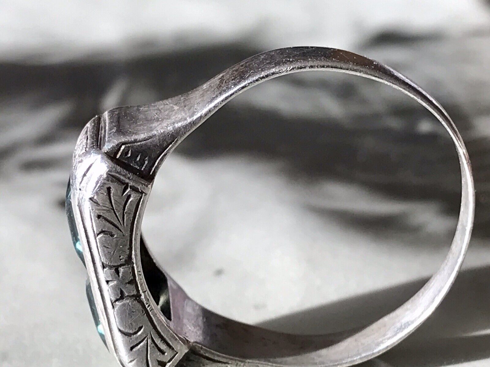 Antik Art Déco Unisex RING Silber Gr. 62 19,7 Blaugrüne Steine