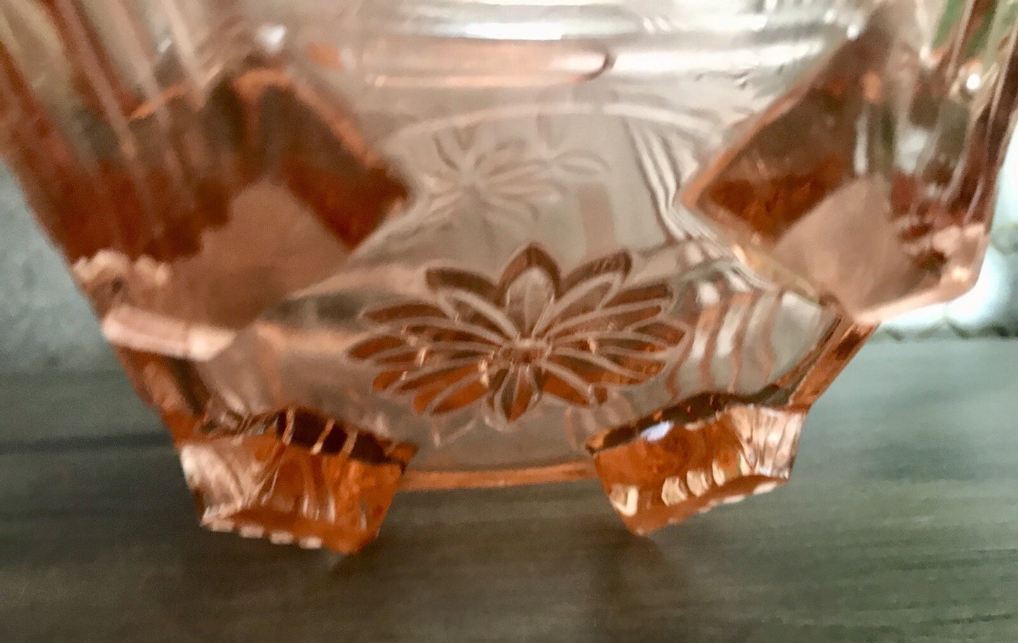 Antik Art Déco Dose Deckeldose Zierdose Pressglas Rosalin rosa Glas