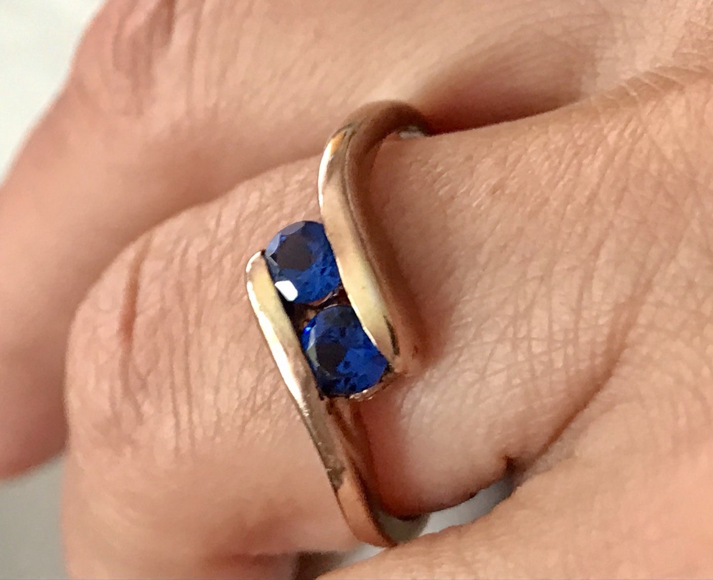 Vintage Ring blaue Steine Saphire?  Silber 925 vergoldet ~Gr.64