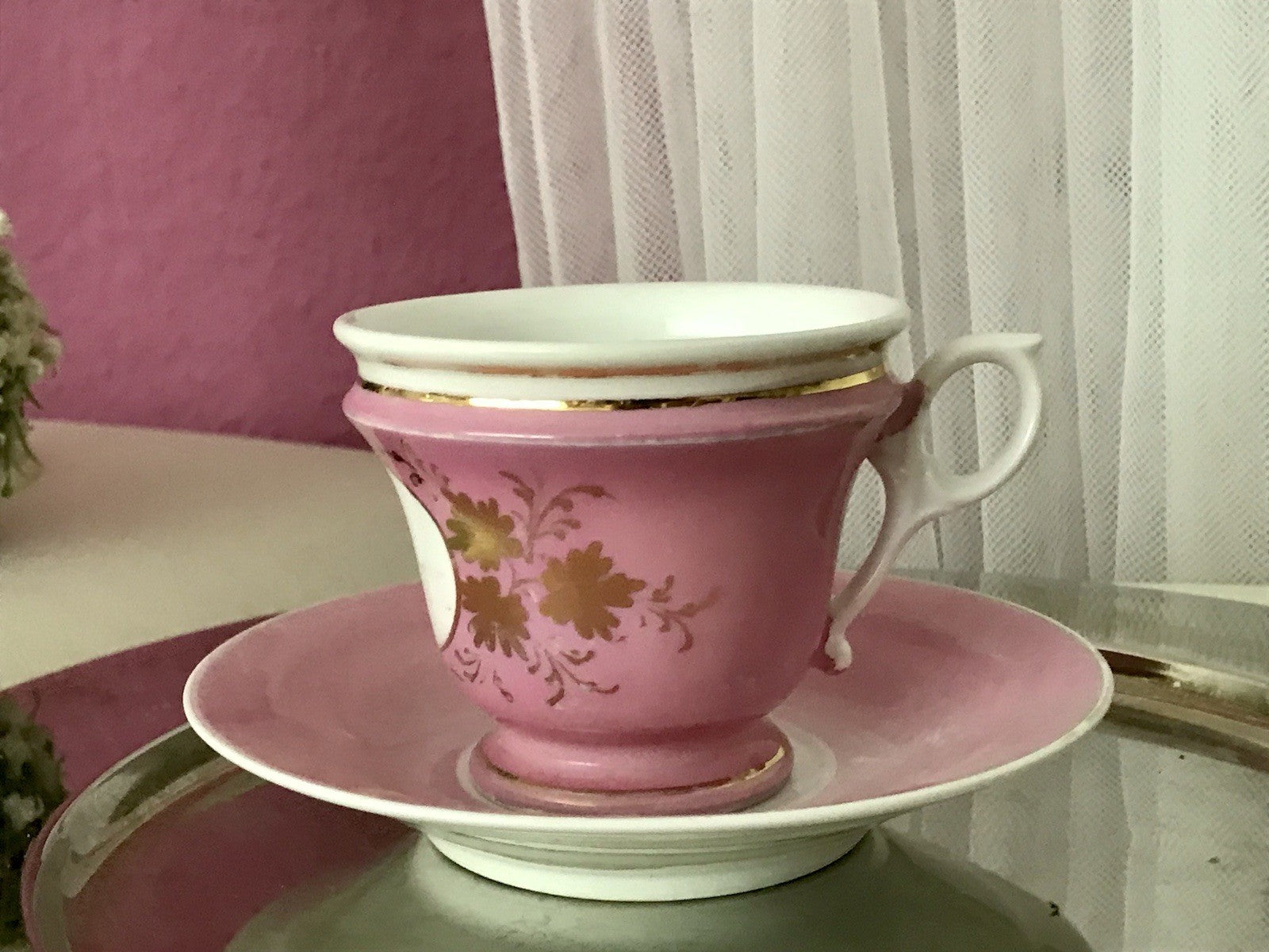 Antik Porzellan Andenken Becher Gedeck Sammeltasse Tasse „Zum Andenken“ Tielsch