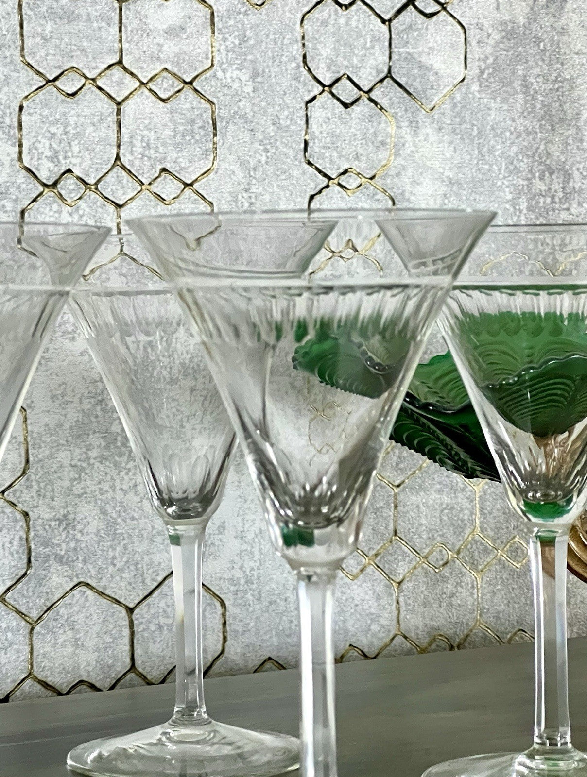 Antik Art Déco 4 Sektflöten Sekt Wein Gläser ?Weisswasser? Schliff