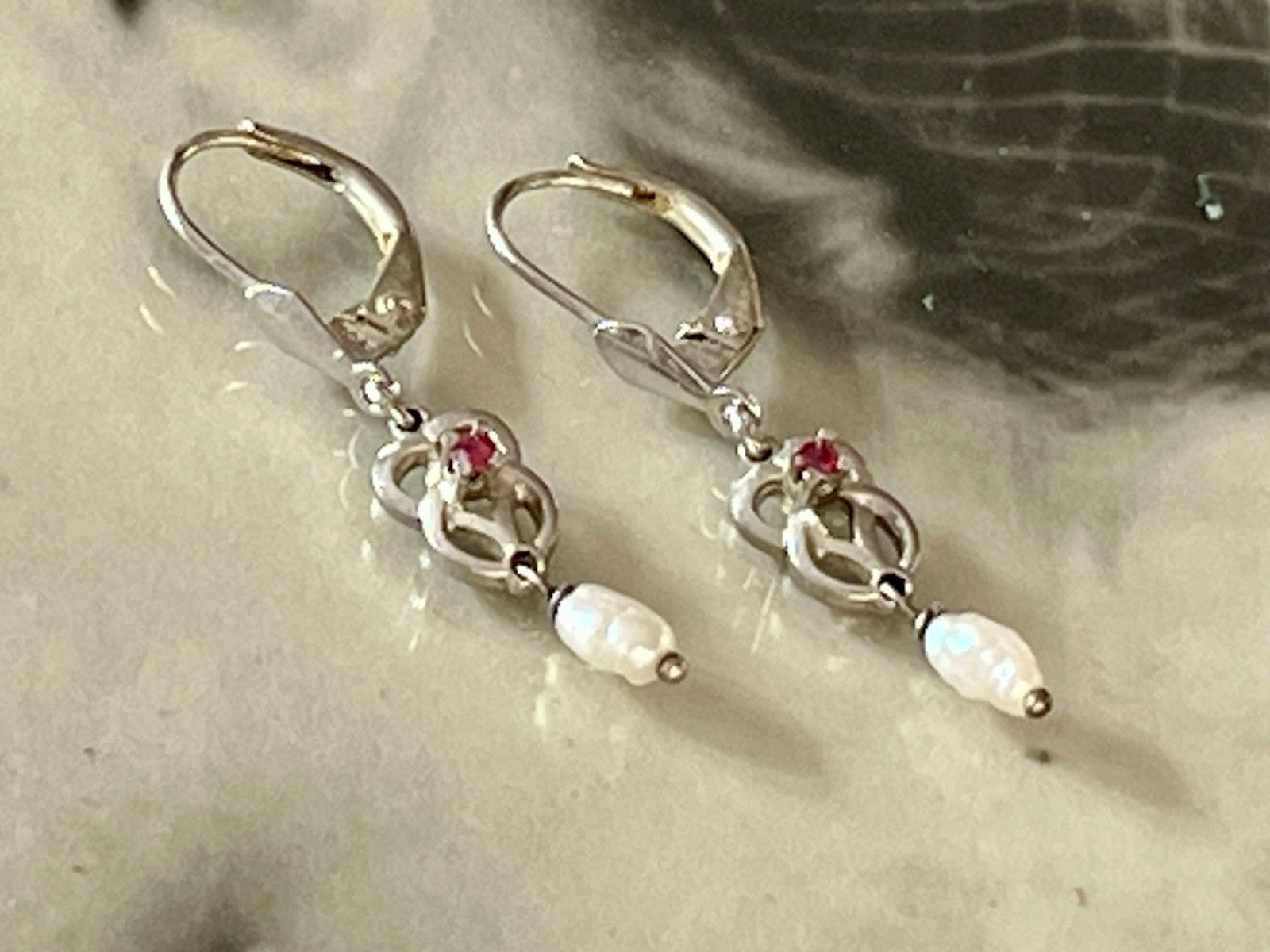 Antik Jugendstil Ohrhänger Ohrringe DAMEN Silber 835 SUPER Design barocke Perle