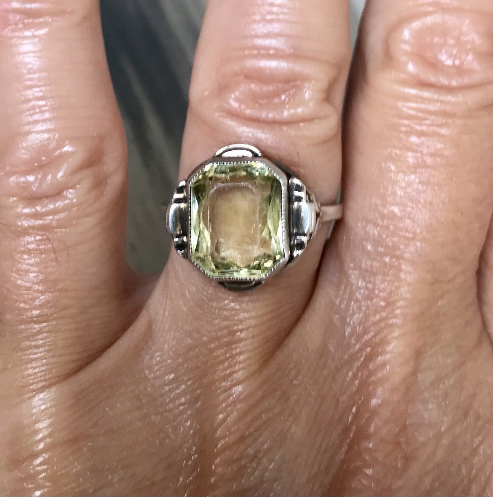 Antik Jugendstil Art Déco Edel Damen Ring Citrin? Stein Silber 830 S ~ Gr.54-56