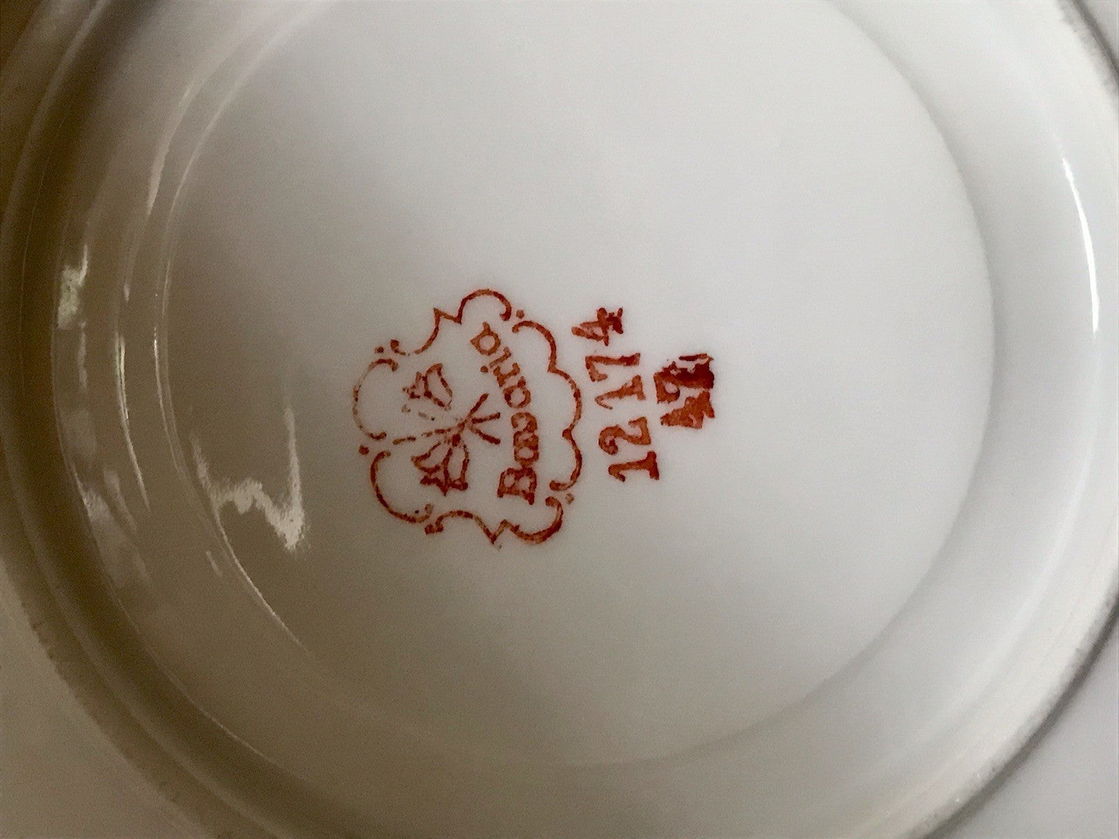 Antik Art Déco Porzellan Kaffeeservice weiß rot orange gemarkt deutsch Bauhaus