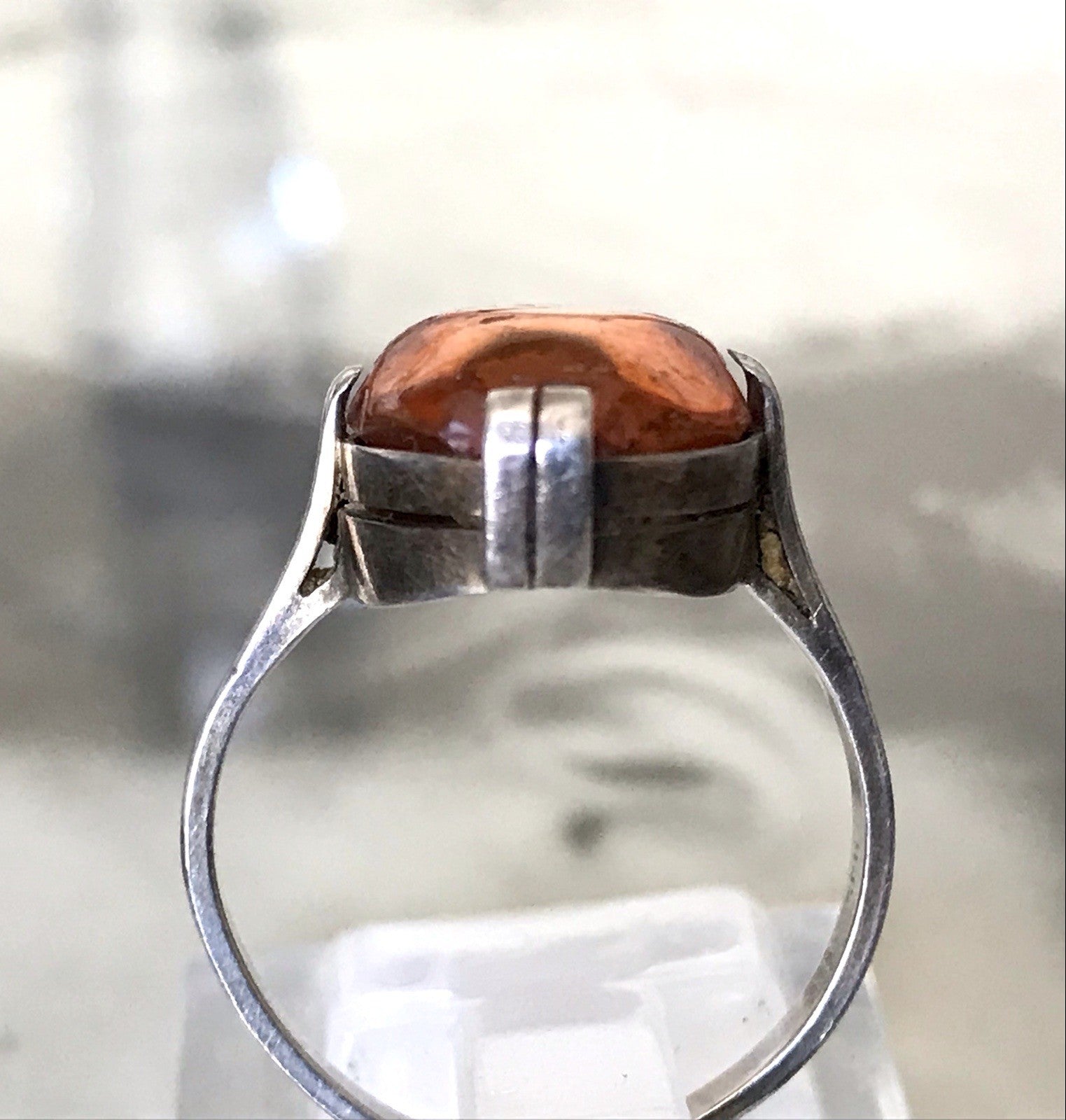 Alt Vintage Edel Bernstein DAMEN RING Silber 835 Super Design Gr. 56 57 schön!