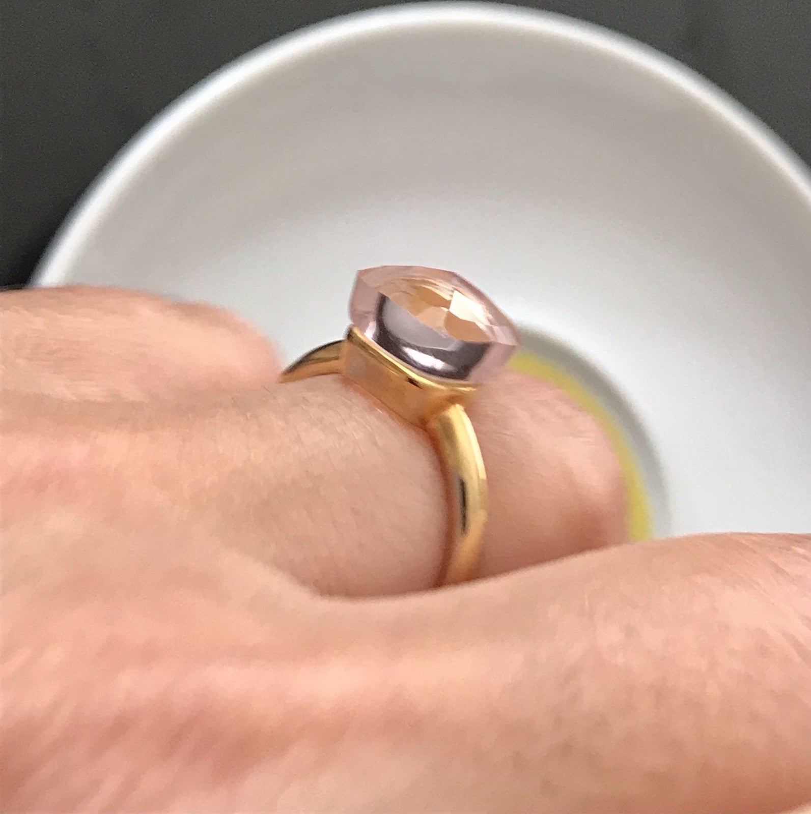 Vintage alt Damen Ring rosa Stein Silber 925 Gr.54 Rubbelit? vergoldet