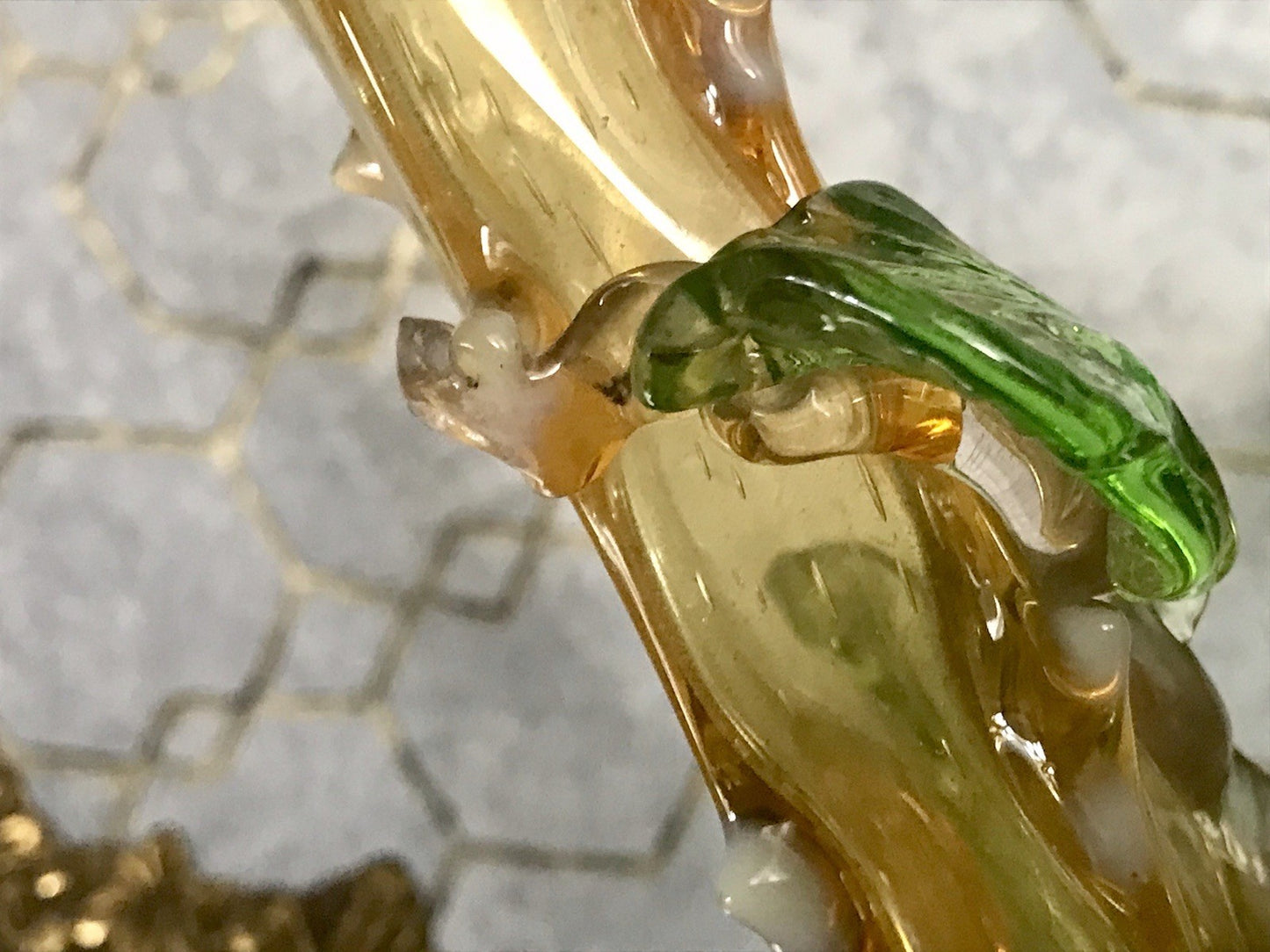 Antik Vase Glasvase Jugendstil Aufschmelzungen Krallik? Lötz? teils Uranglas